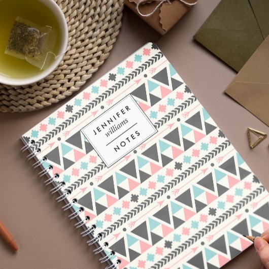幾何学サンゴとミントパターン ノートブック