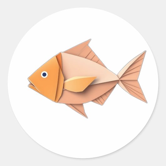 幾何学スタイルの折り紙の魚 ラウンドシール (正面)