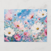 幾何学スタイルの水彩コスモスの花 ポストカード (正面)