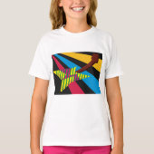 幾何学ストライプのバイブラントギター Tシャツ (正面)