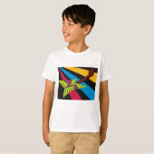 幾何学ストライプのバイブラントギター Tシャツ (正面フル)