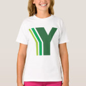 幾何学ストライプモノグラム 緑のY文字 Tシャツ (正面)