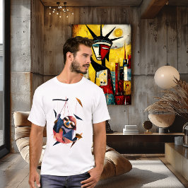 幾何学スロースアブストラクトポリゴンアニマルデザイン Tシャツ