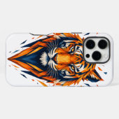 幾何学トラ柄 オレンジとブルーのポリゴナルアートケース iPhoneケース (裏面横)