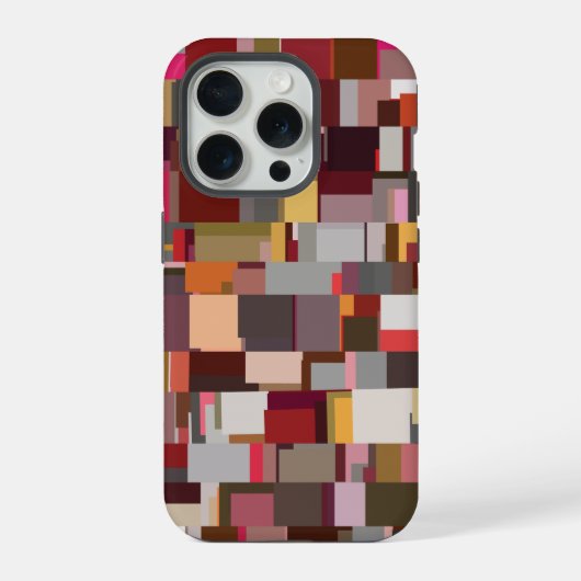 幾何学パッチワーク抽象モザイク柄 iPhoneケース (裏面)