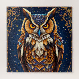 🦉 幾何学フクロウ グロー 🌈 鮮やかなカラフルアート ジグソーパズル