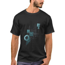 幾何学ブループリント - アブストラクト テック Tシャツ