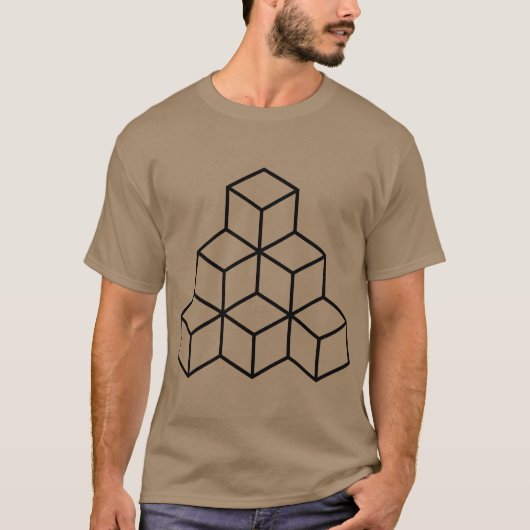 幾何学ブロック - ブラック Tシャツ (正面)