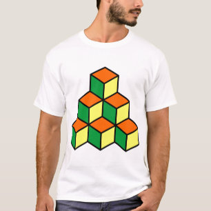 幾何学ブロック - 緑 オレンジ 黄色 Tシャツ
