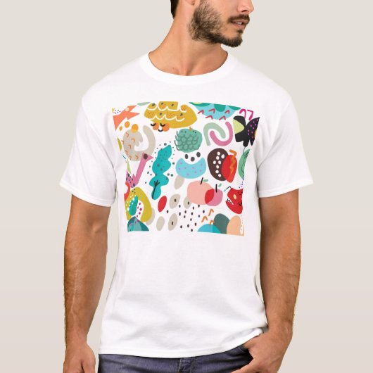 幾何学ポップアートブロック Tシャツ (正面)