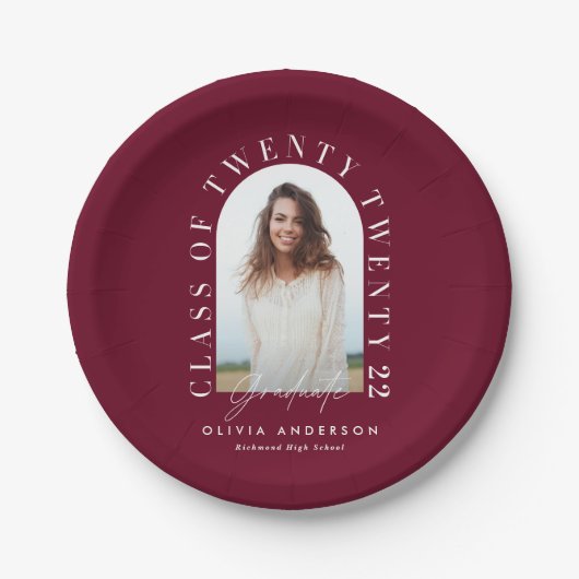 幾何学モダンタイポグラフィアーチの卒業  ペーパープレート (正面)