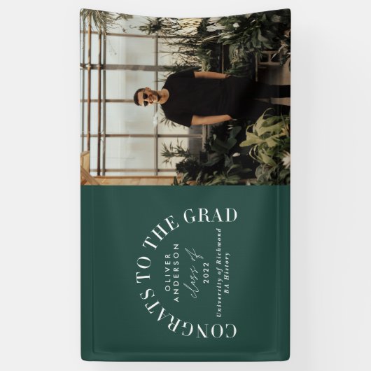 幾何学モダンタイポグラフィアーチの卒業  横断幕 (縦)