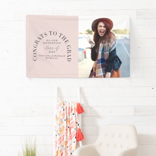 幾何学モダンタイポグラフィアーチの卒業  横断幕 (インサイチュ)