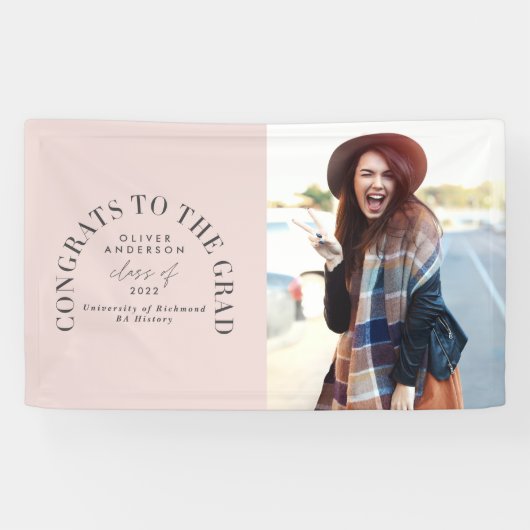 幾何学モダンタイポグラフィアーチの卒業  横断幕 (横)