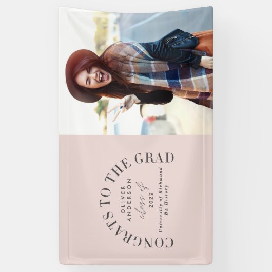 幾何学モダンタイポグラフィアーチの卒業  横断幕 (縦)