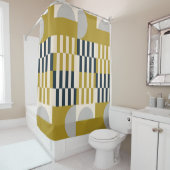 幾何学モダン的、レトロな北欧パターン シャワーカーテン (インサイチュ)
