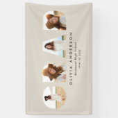 幾何学モダン黒写真数々のの卒業 横断幕 (縦)