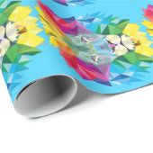 幾何学ライオンの頭（青） ラッピングペーパー (ロールコーナー)