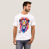 幾何学ライオン リードする者として生まれついた Tシャツ (正面フル)