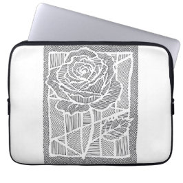幾何学ラインアートのバラの花の植物学 Laptop Sl ラップトップスリーブ