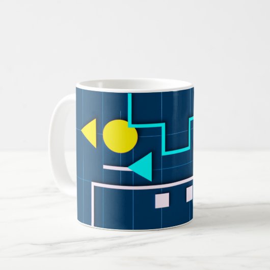 幾何学レトロテック コーヒーマグカップ (正面左)