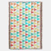 幾何学三角形ミントアクアコーラルモダン抽象芸術 スローブランケット (正面縦)