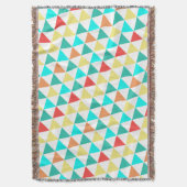 幾何学三角形ミントアクアコーラルモダン抽象芸術 スローブランケット (正面縦)