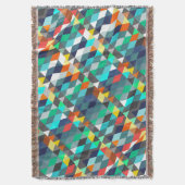 幾何学三角形ミントアクアコーラルモダン抽象芸術 スローブランケット (正面縦)