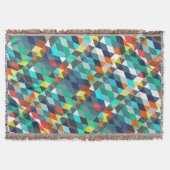 幾何学三角形ミントアクアコーラルモダン抽象芸術 スローブランケット (正面)