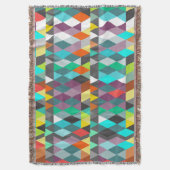 幾何学三角形ミントアクアモダン抽象芸術 スローブランケット (正面縦)