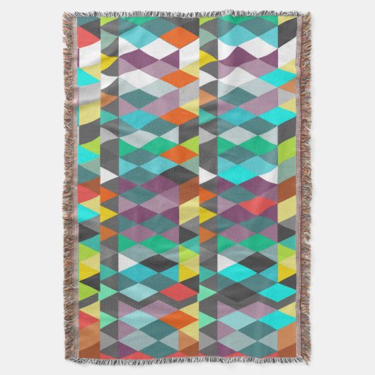 幾何学三角形ミントアクアモダン抽象芸術 スローブランケット (正面縦)