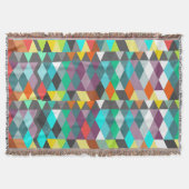 幾何学三角形ミントアクアモダン抽象芸術 スローブランケット (正面)