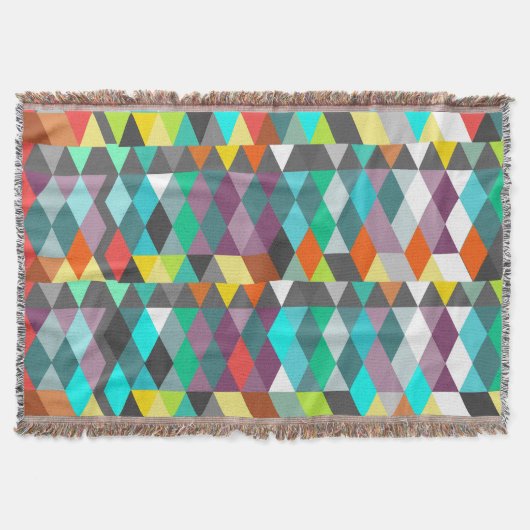 幾何学三角形ミントアクアモダン抽象芸術 スローブランケット (正面)