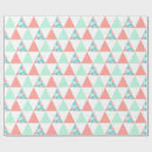 幾何学三角形ミントグリーンコーラルピンクパターン ラッピングペーパー (フラット)