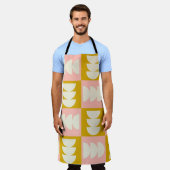 幾何学中世紀のモダンレトロパターン エプロン (着用した状態)