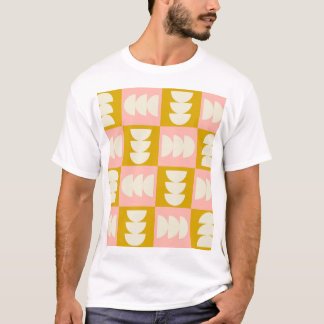 幾何学中世紀のモダンレトロパターン Tシャツ