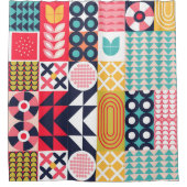 幾何学中世紀カラフル半ファンキー期 シャワーカーテン (正面)