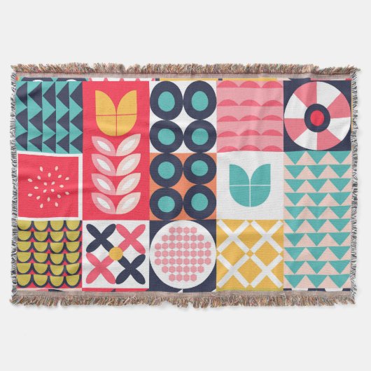 幾何学中世紀カラフル半ファンキー期 スローブランケット (正面)