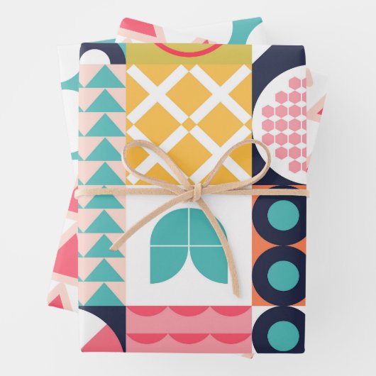 幾何学中世紀カラフル半ファンキー期 ラッピングペーパーシート (インサイチュ)