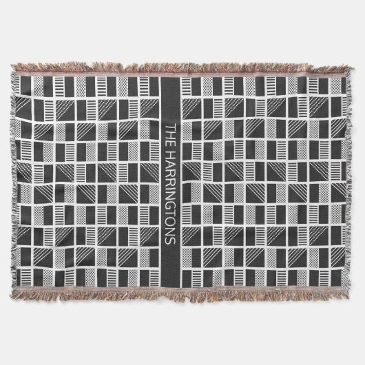 幾何学二乗カスタムモノグラム投げ毛布 スローブランケット (正面)