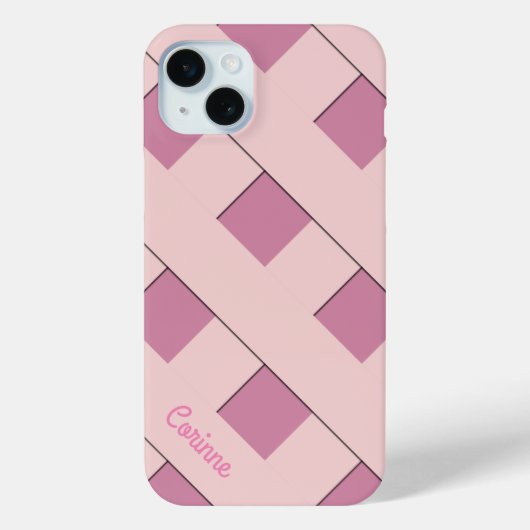 幾何学交差パステルピンク線（名前あり） Case-Mate iPhoneケース (裏面)