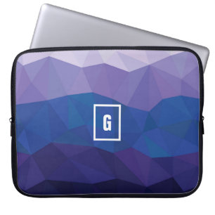 幾何学低ポリデザインブルーラップトップスリーブケース。 ラップトップスリーブ