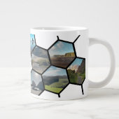 幾何学六角形フォトコラージュニュージーランドコースト ジャンボコーヒーマグカップ (右)