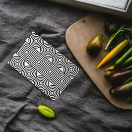 幾何学円と正方形 キッチンタオル