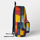 幾何学円と色ブロック プリントバックパック (左)