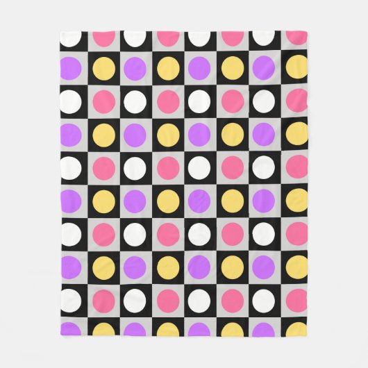 幾何学円のドットパターン フリースブランケット (正面)