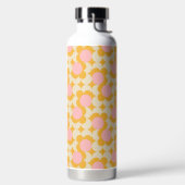 幾何学円ミッドセンチュリーフラワーパターン ウォーターボトル (左面)