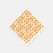 幾何学円ミッドセンチュリーフラワーパターン スタンダードカクテルナプキン (角)