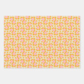 幾何学円ミッドセンチュリーフラワーパターン ラッピングペーパーシート (正面)