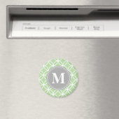 幾何学円ミントグリーングレーモノグラム マグネット (インサイチュ (食洗機))